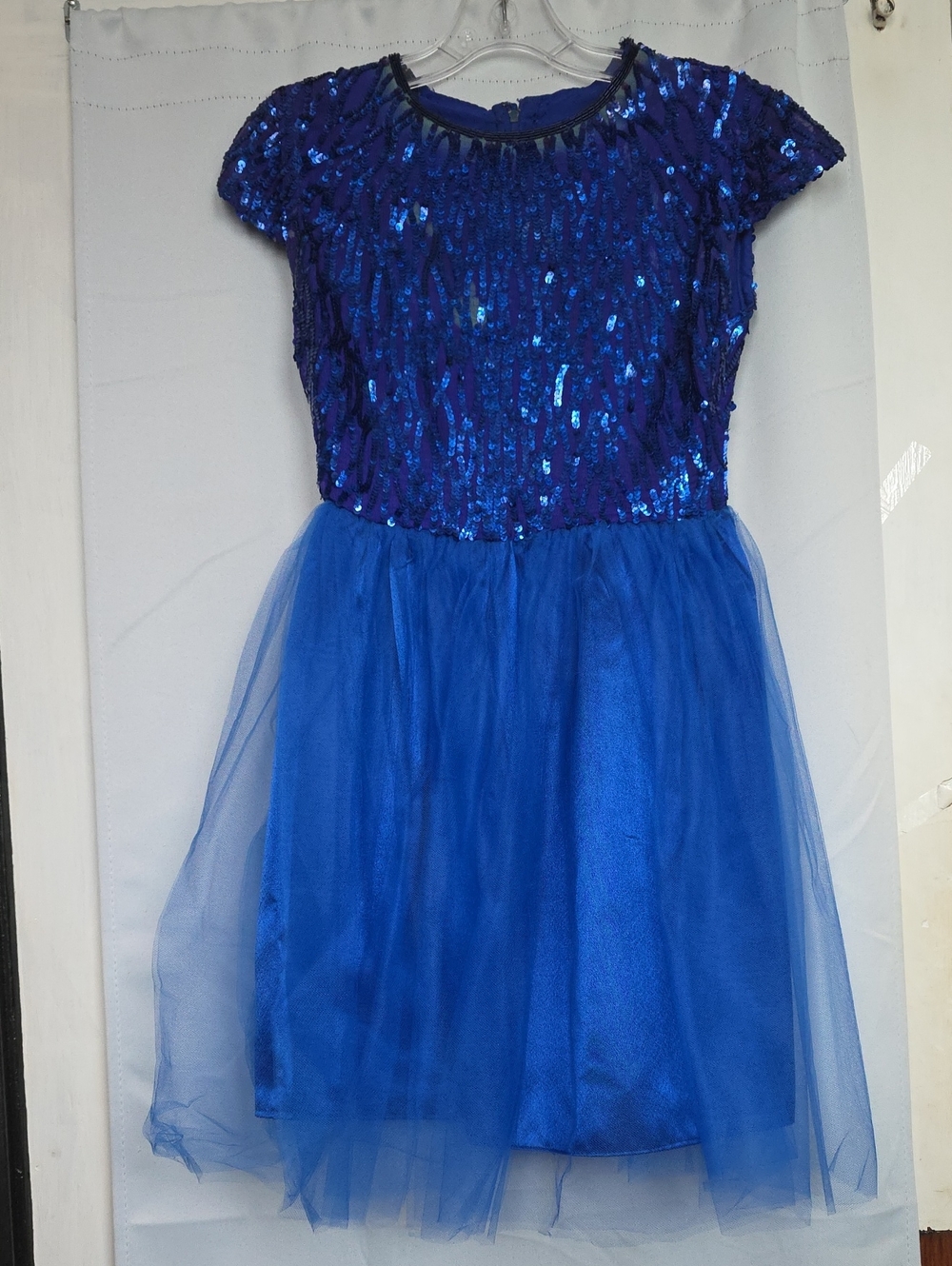 Girls' Sequin Bodice Tulle Dress - Royal Blue